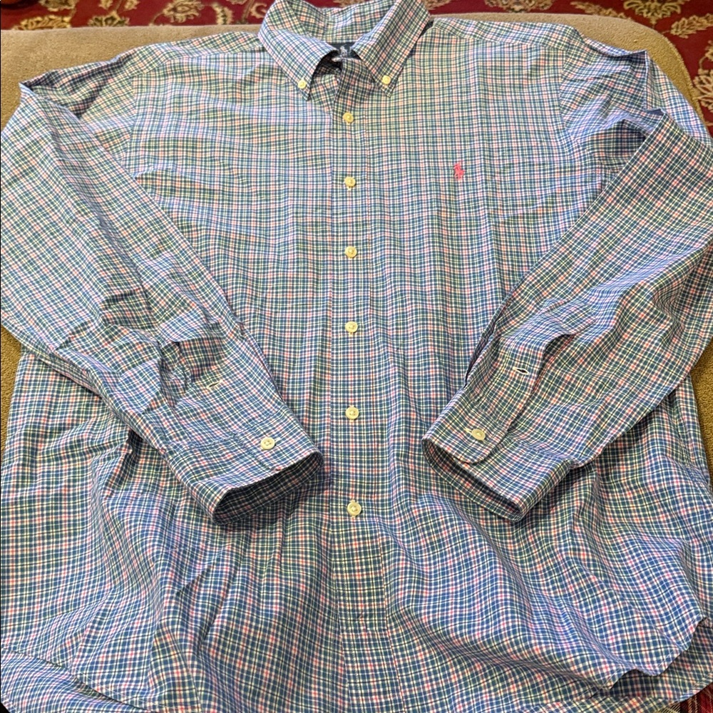 Ralph Lauren Classic Fit Button Down Plaid Shirt Size Large (TD)